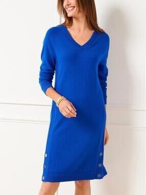 Talbots Blue V Neck Sweater Dress Plus Size 1X NWT